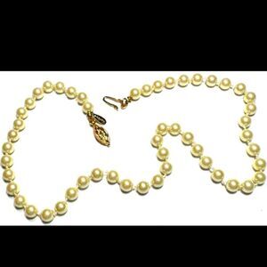 Vintage Necklace Signed Napier Pearl Bead Strand Ivory 12.75"